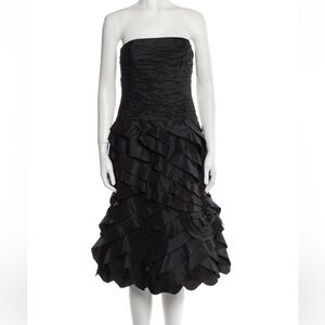 Teri Jon by Rickie Freeman Strapless Black Silk Dress